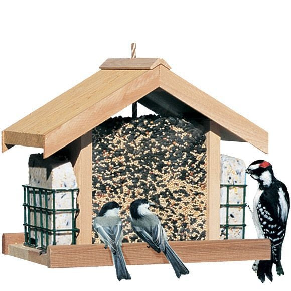 Perky-Pet Deluxe Chalet with Suet Holders Feeder Wood