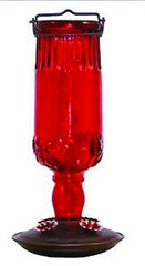 Perky Antiq Glass Hummingbird Feeder 24oz Red