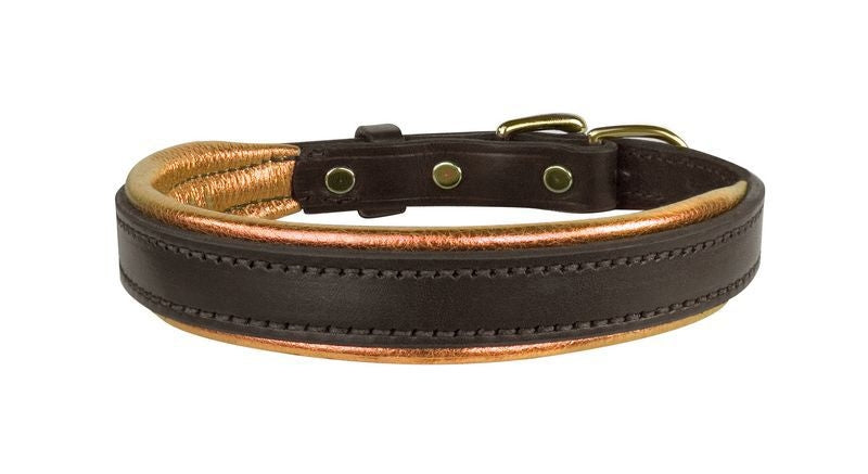 Perri's Metallic Padded Leather Dog Collar