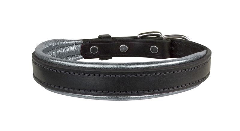 Perri's Metallic Padded Leather Dog Collar