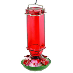 Audubon Glass Humminbird Feeder 16oz Red