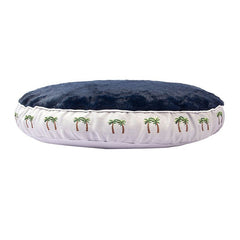 Halo Palm Trees Cashmere Blue Round Dog Bed