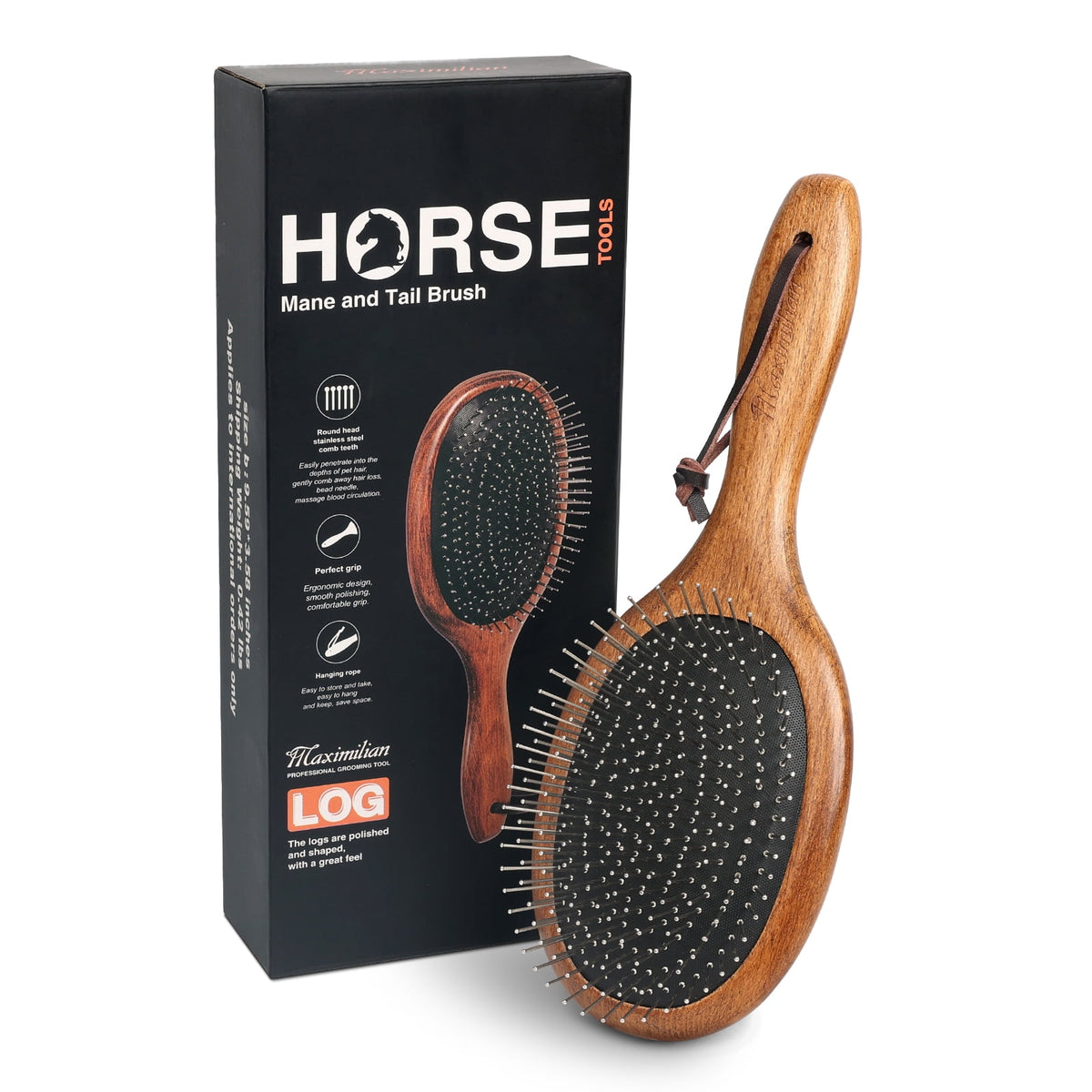 World Class Handmade Equine Mane and Tail Horse Brush. Professional Horse Grooming Comb. Easily Detangle and Separate the Mane and Tail for Easier Grooming. Comfortable, Durable and Easy to Use!