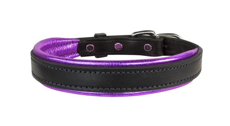 Perri's Metallic Padded Leather Dog Collar