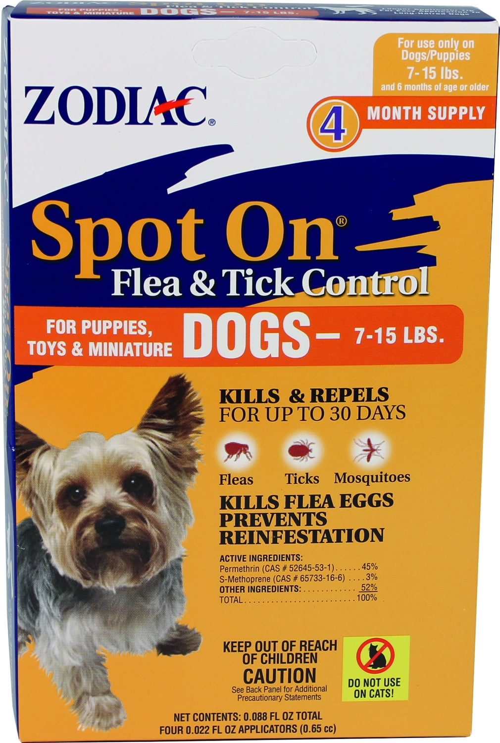 Zodiac Spot On Flea / Tick Control Dogs Under15lb